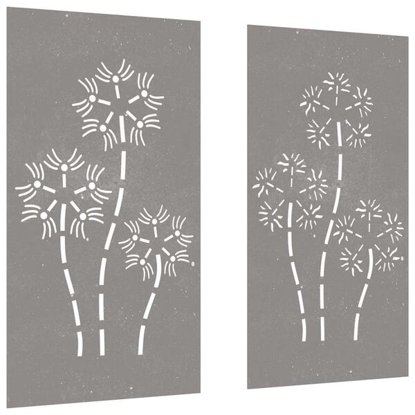 Dekoracja ścienna stal corten motyw kwiatowy 105x55cm 2 szt. -65% taniej