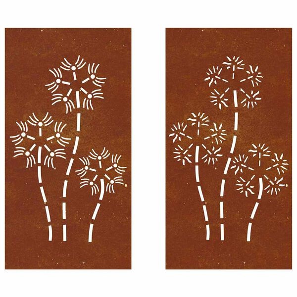 Dekoracja ścienna stal corten motyw kwiatowy 105x55cm 2 szt. -65% taniej