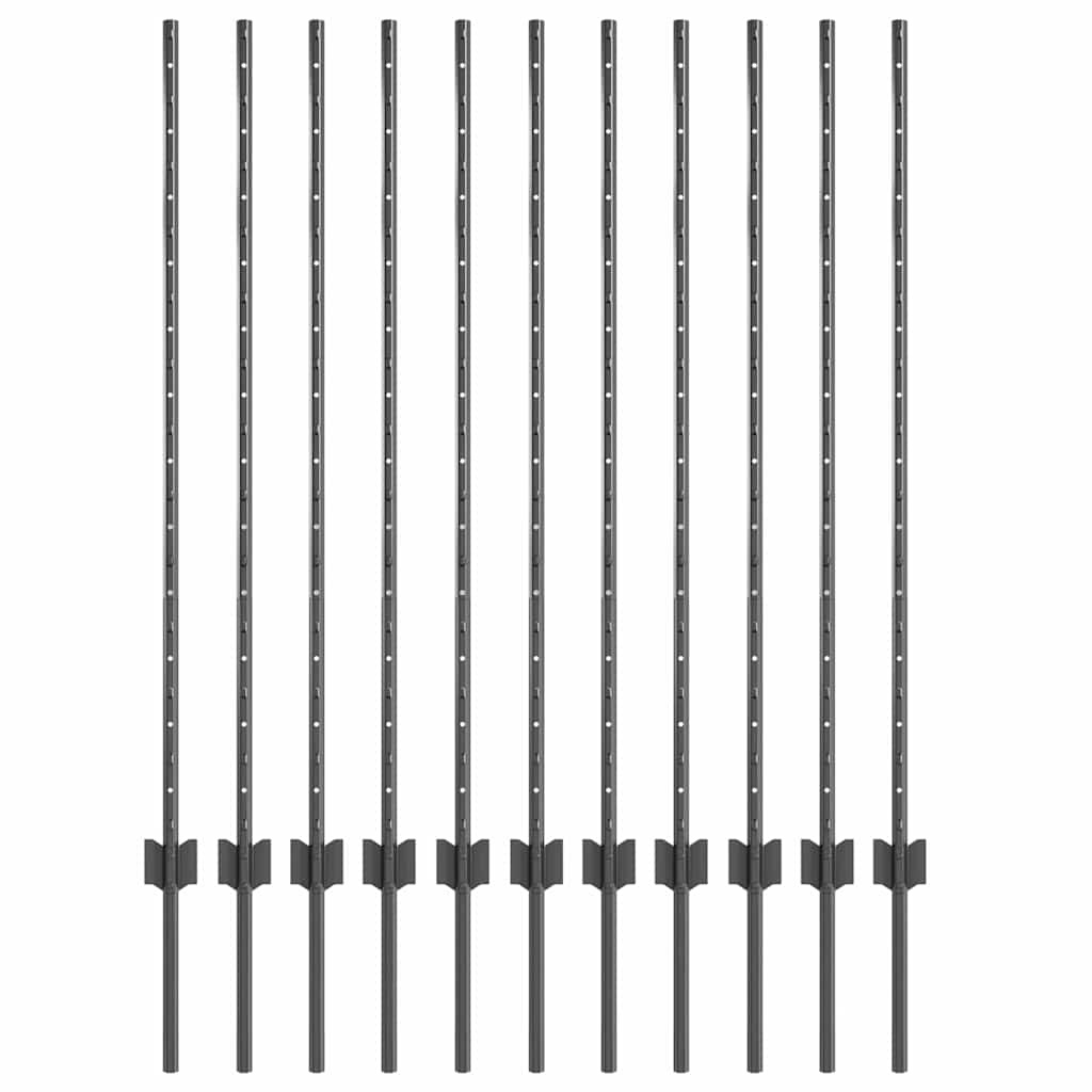 Zestaw 22 słupków ogrodzeniowych w kształcie U, 120 cm - szare - 81% taniej