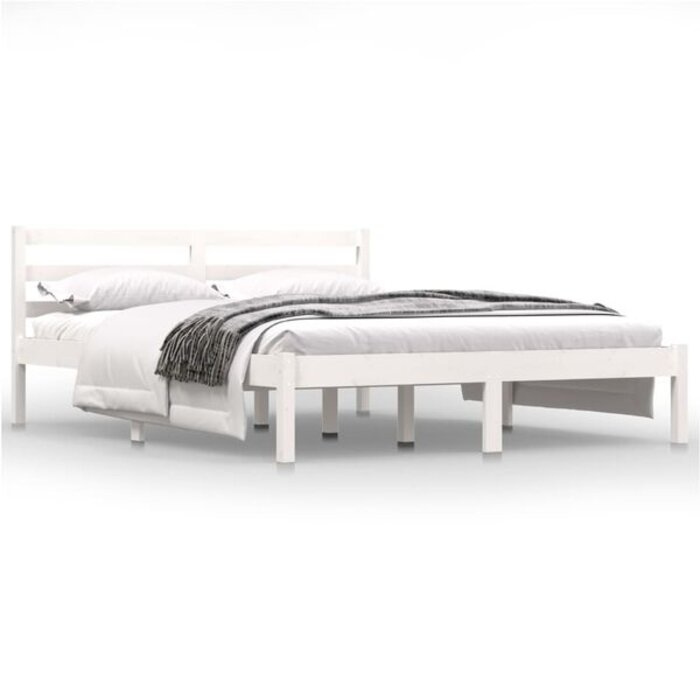 Rama łóżka sosnowego 140x190 cm - biała - 73% taniej