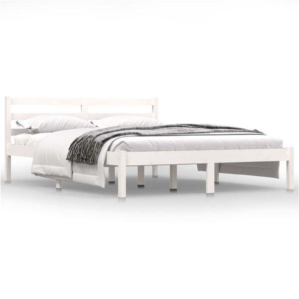 Rama łóżka sosnowego 140x190 cm - biała - 73% taniej