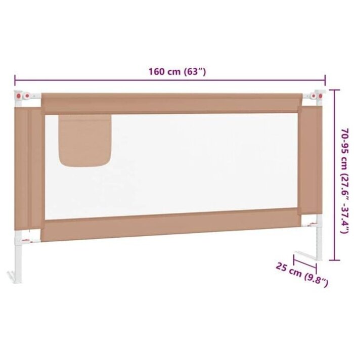 Barierka ochronna do łóżka dziecięcego 180x25 cm taupe - 36% taniej