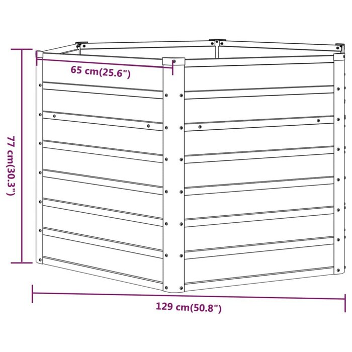 Podwyższona grządka ze stali corten 129x129x77 cm - 77% taniej