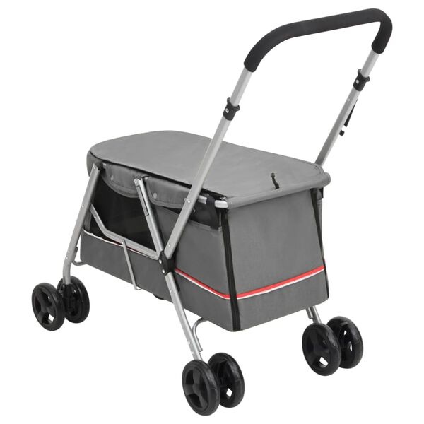 Składany wózek dla psa 100x49x96 cm szary - 74% taniej