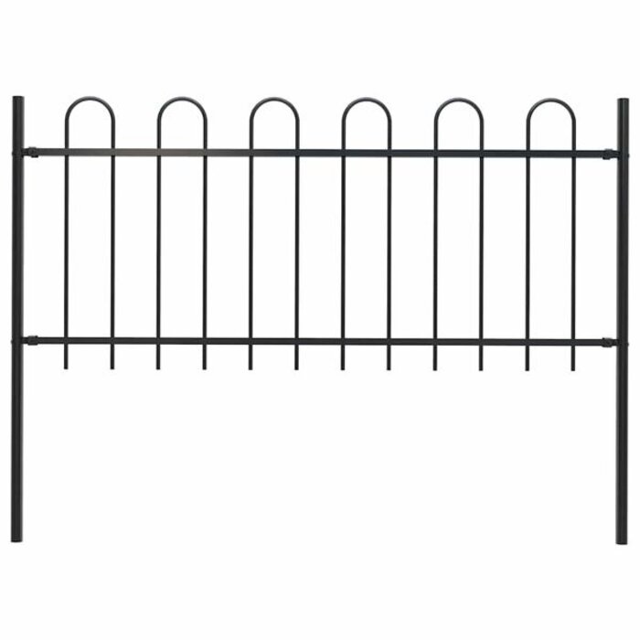 Stalowe ogrodzenie ogrodowe 180x130 cm - czarne - 44% taniej