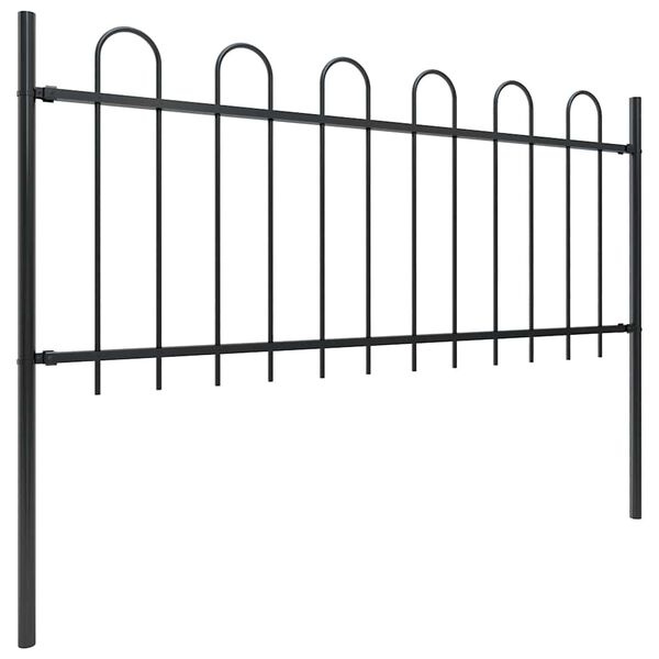 Stalowe ogrodzenie ogrodowe 180x130 cm - czarne - 44% taniej