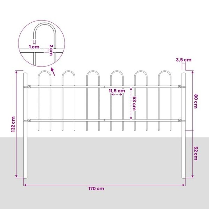 Stalowe ogrodzenie ogrodowe 180x130 cm - czarne - 44% taniej