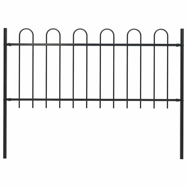 Stalowe ogrodzenie ogrodowe 180x130 cm czarne - 44% taniej