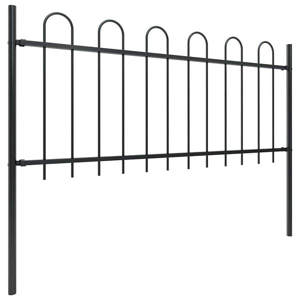 Stalowe ogrodzenie ogrodowe 180x130 cm czarne - 44% taniej