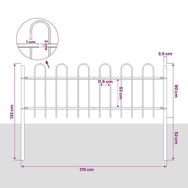 Stalowe ogrodzenie ogrodowe 180x130 cm czarne - 44% taniej