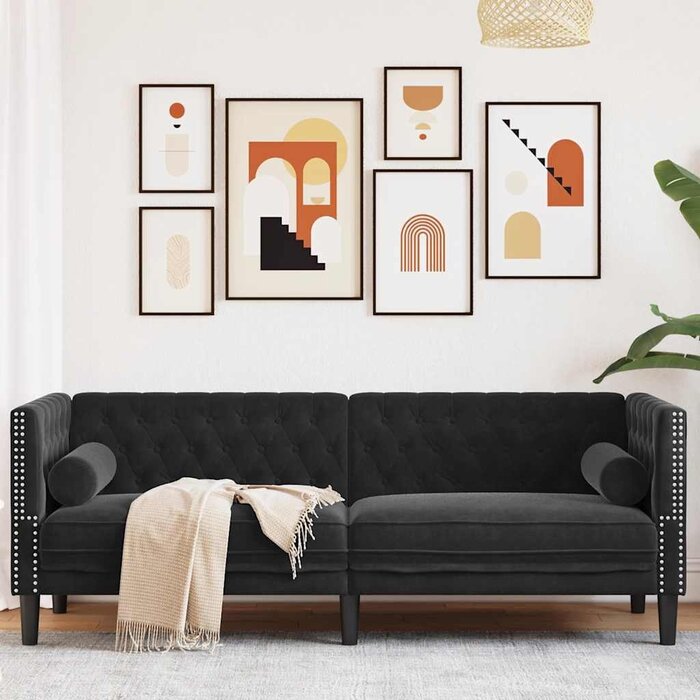 Czarna sofa Chesterfield 194 cm - 80% taniej
