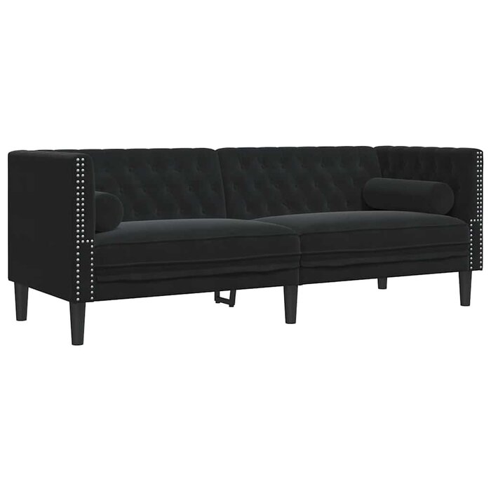 Czarna sofa Chesterfield 194 cm - 80% taniej