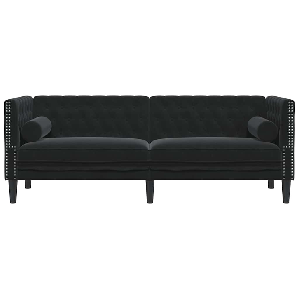 Czarna sofa Chesterfield 194 cm - 80% taniej