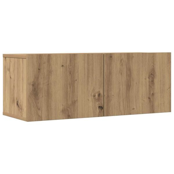 Zestaw 2 wiszących szafek RTV Dąb Rzemieślniczy 80x30x30 cm - 78% taniej