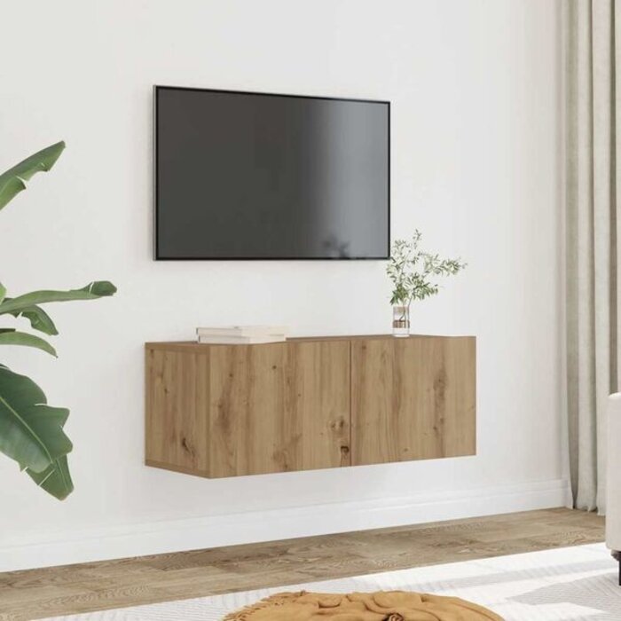 Zestaw 2 wiszących szafek RTV Dąb Rzemieślniczy 80x30x30 cm - 78% taniej