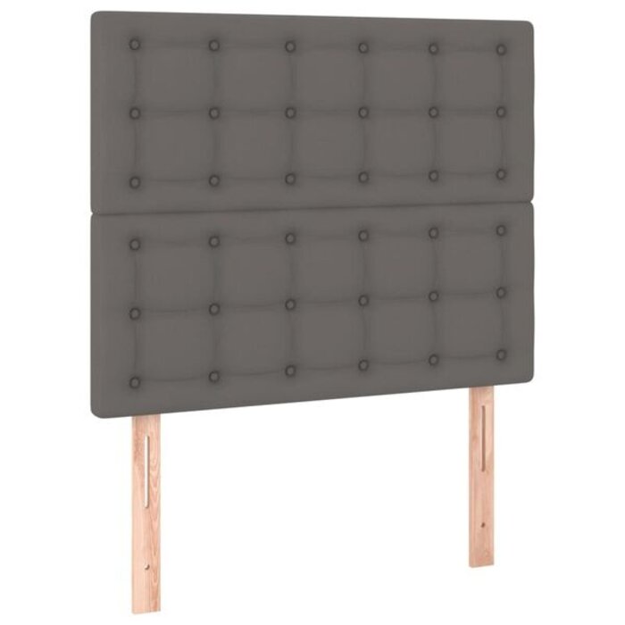 Zestaw 2 zagłówków do łóżka, sztuczna skóra, szare, 100x5x78/88 cm - 75% taniej