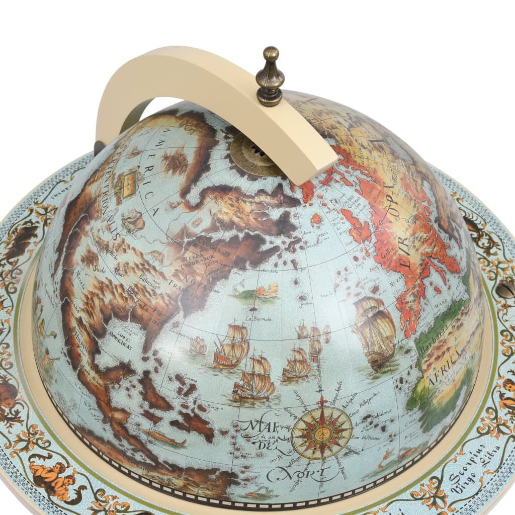 Barek globus z litego drewna 36 cm - niebieski - 79% taniej
