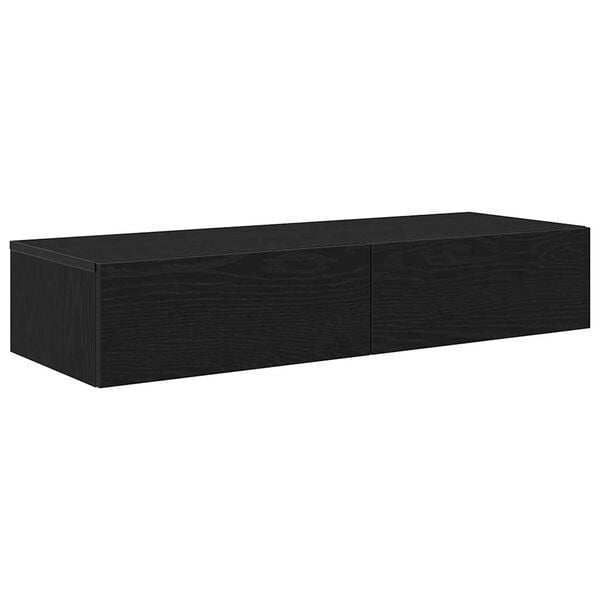 Czarna półka ścienna z szufladą 100x36x19 cm - 82% taniej
