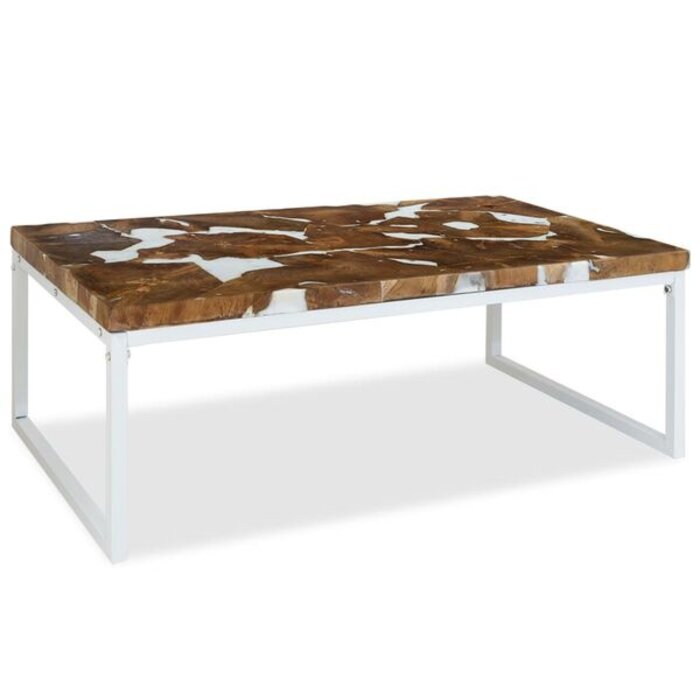 Stolik kawowy z drewna tekowego i żywicy 110x60 cm - 69% taniej