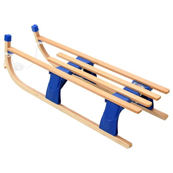 Składane sanki drewniane 110 cm - beżowo-niebieskie - 64% taniej