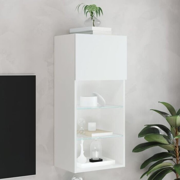 Nowoczesna szafka RTV z oświetleniem LED - Biała 90 cm - 83% taniej