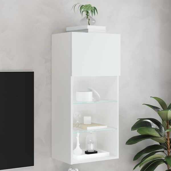 Nowoczesna szafka RTV z oświetleniem LED - Biała 90 cm - 83% taniej