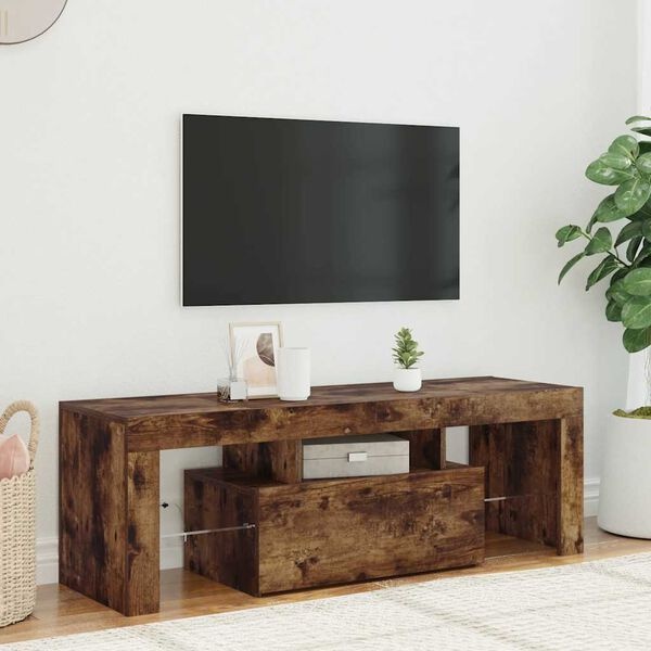 Szafka RTV z oświetleniem LED 120 cm - Dąb wędzony - 76% taniej