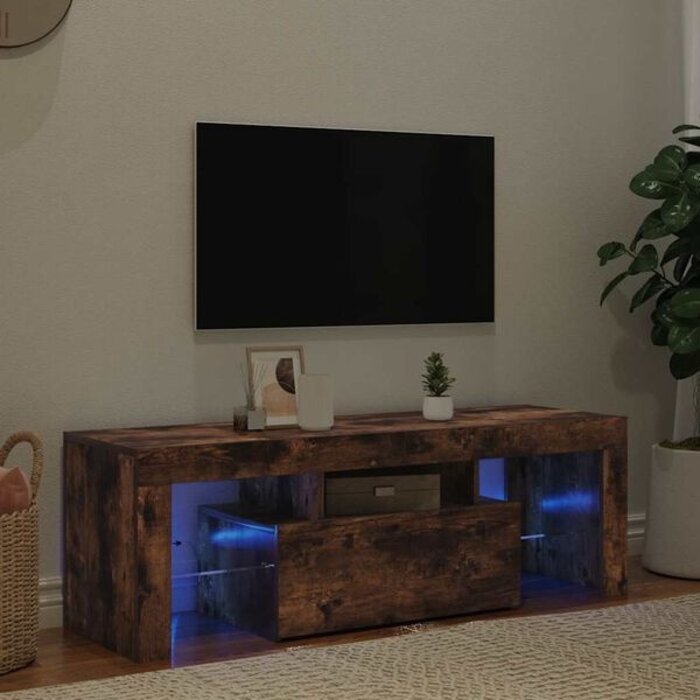Szafka RTV z oświetleniem LED 120 cm - Dąb wędzony - 76% taniej