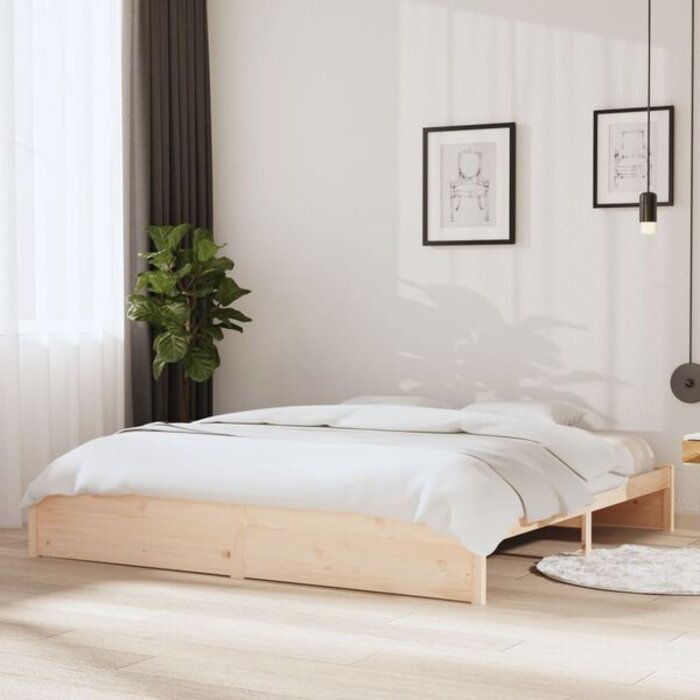 Rama łóżka 200x200 cm z litego drewna sosnowego - 76% taniej