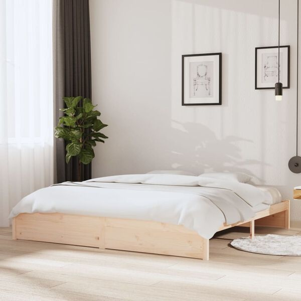 Rama łóżka 200x200 cm z litego drewna sosnowego - 76% taniej