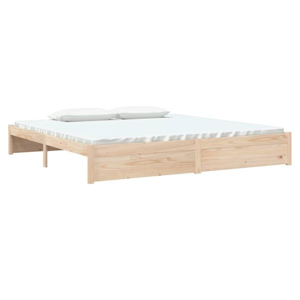 Rama łóżka 200x200 cm z litego drewna sosnowego - 76% taniej