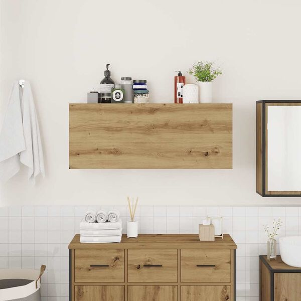 Szafka łazienkowa wisząca 100x25x40 cm dąb artisan - 80% taniej