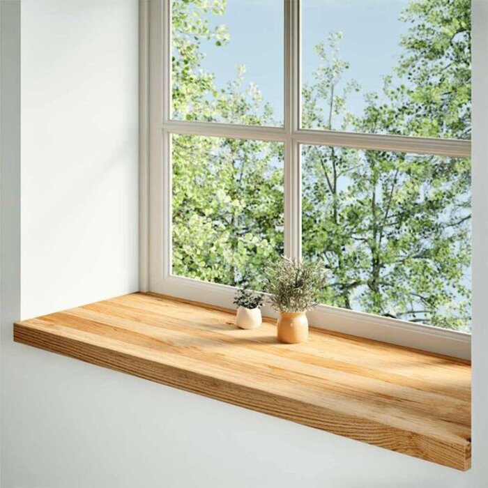 Zestaw 2 parapetów z litego drewna dębowego 110x40x2 cm - 79% taniej
