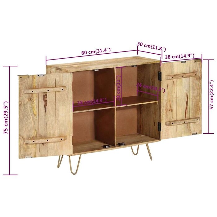 Vidaxl Komoda z litego drewna mango 80x30x75 cm - 77% taniej