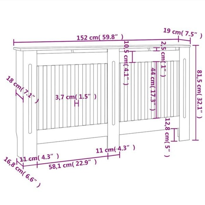 Elegancka maskownica na grzejnik 152 cm MDF - 78% taniej