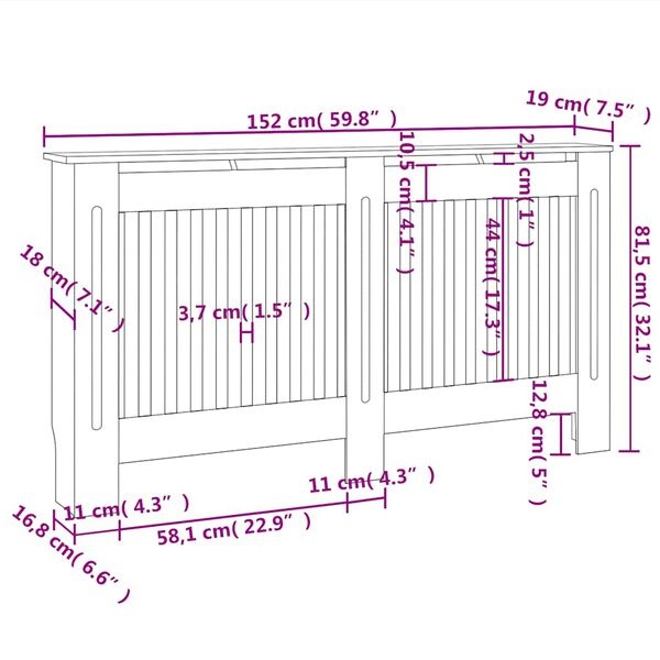 Elegancka maskownica na grzejnik 152 cm MDF - 78% taniej