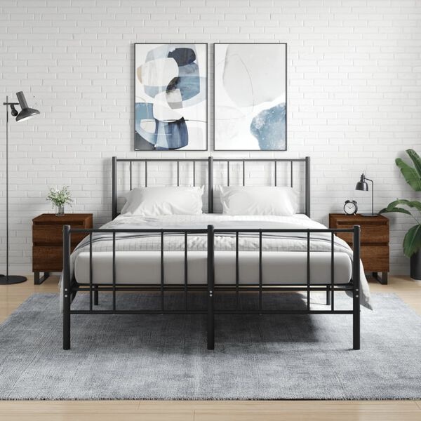 Vidaxl Zestaw 2 szafek nocnych dąb brązowy 40x35x50 cm - 76% taniej