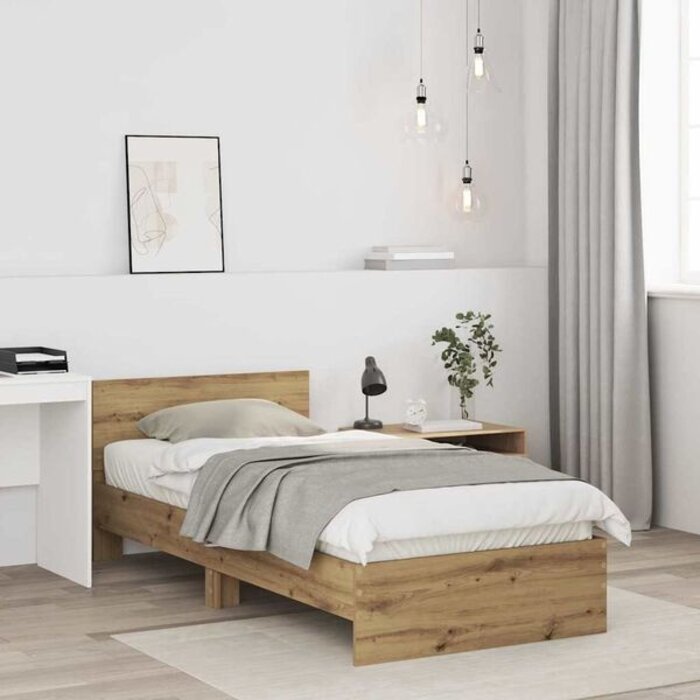 Rama łóżka jednoosobowego 75x190 cm, dąb rzemieślniczy - 75% taniej!