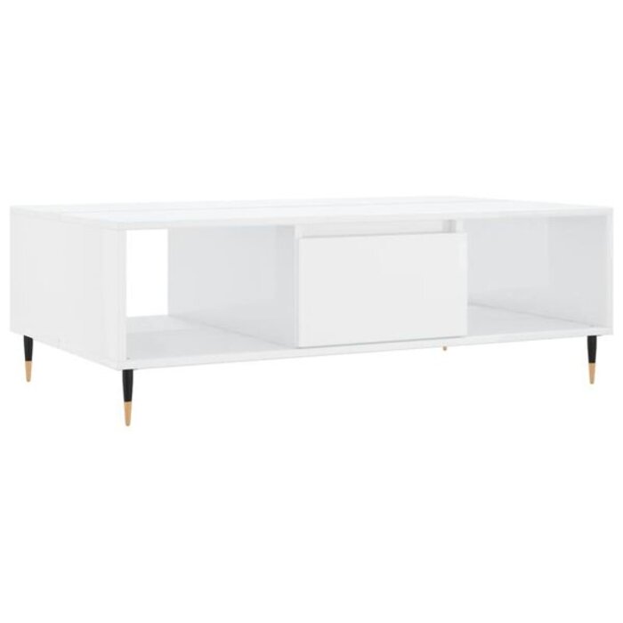 Stolik kawowy 104x60x35 cm biały połysk - 64% taniej