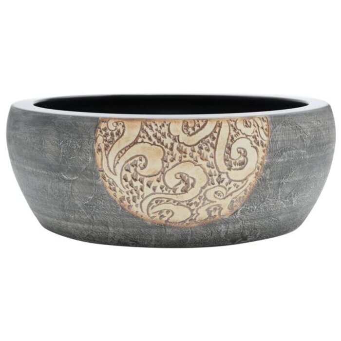 Umywalka nablatowa ceramiczna 41x14 cm czarno-brązowa - 73% taniej
