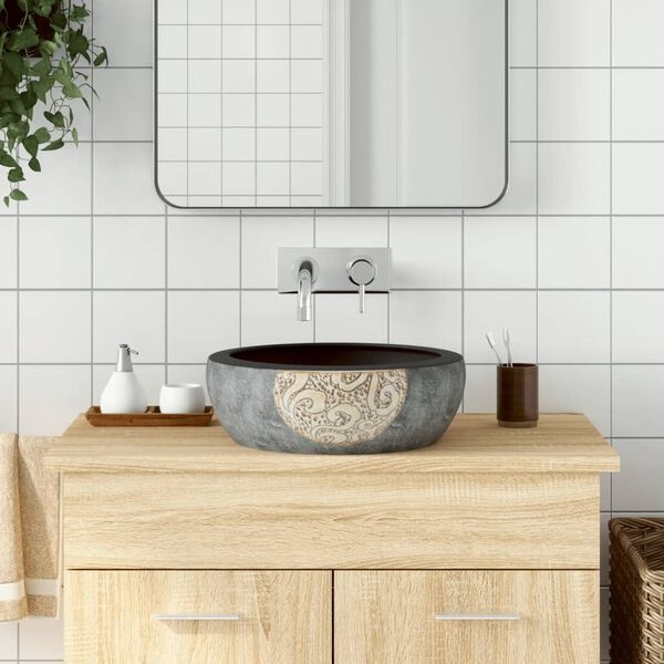 Umywalka nablatowa ceramiczna 41x14 cm czarno-brązowa - 73% taniej