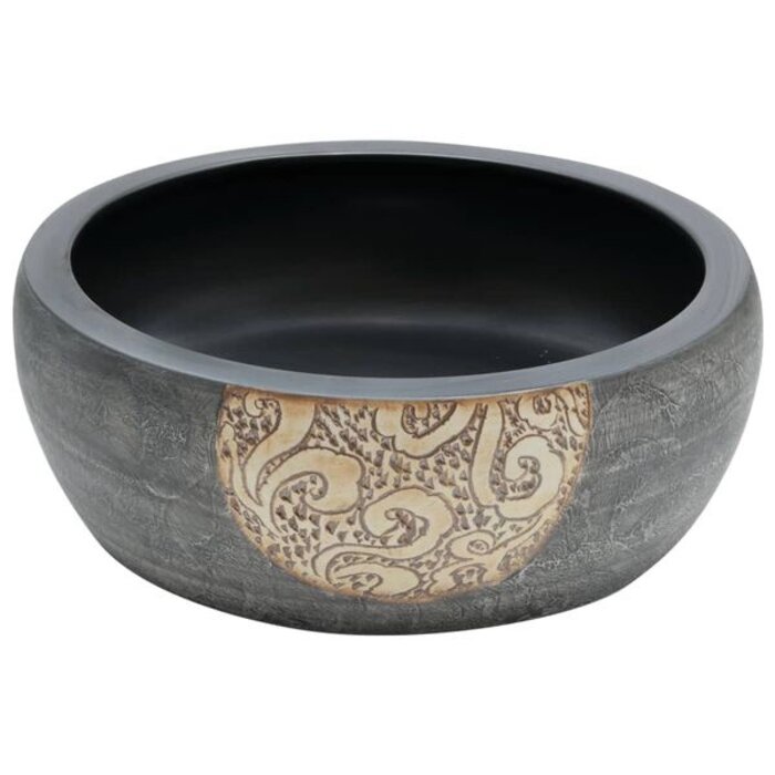 Umywalka nablatowa ceramiczna 41x14 cm czarno-brązowa - 73% taniej