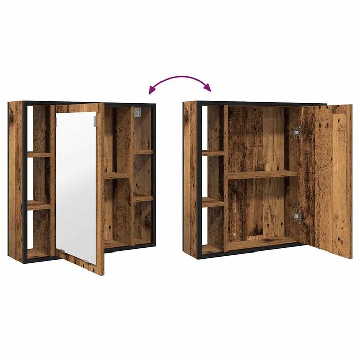 Szafka łazienkowa z lustrem 60x16x60 cm stare drewno - 78% taniej