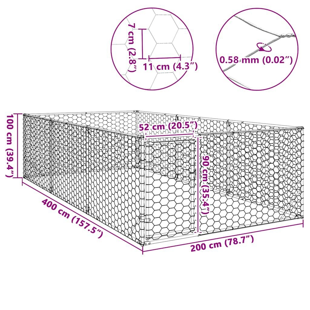 Vidaxl Zewnętrzny kojec dla psa 2x4x1 m ze stali ocynkowanej - 80% taniej