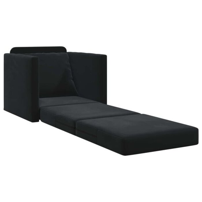 Rozkładana sofa podłogowa welurowa, czarna - 76% taniej