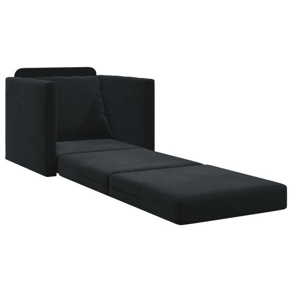 Rozkładana sofa podłogowa welurowa, czarna - 76% taniej