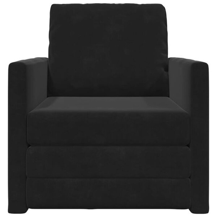 Rozkładana sofa podłogowa welurowa, czarna - 76% taniej