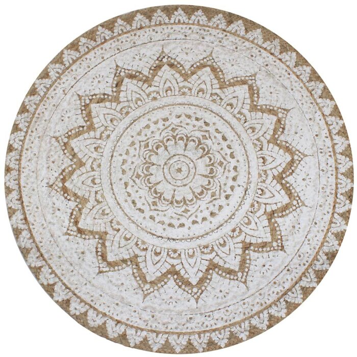 Okrągły dywan jutowy mandala 150 cm - 85% taniej