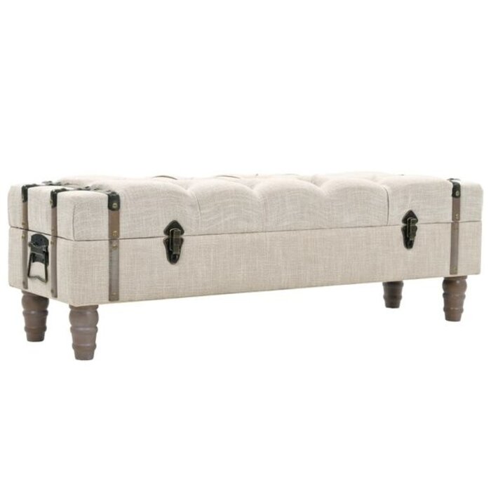 Ławka ze schowkiem 111x34x37 cm kremowa - 78% taniej