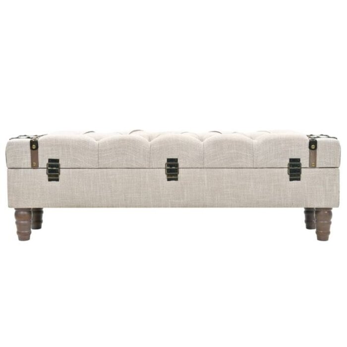 Ławka ze schowkiem 111x34x37 cm kremowa - 78% taniej